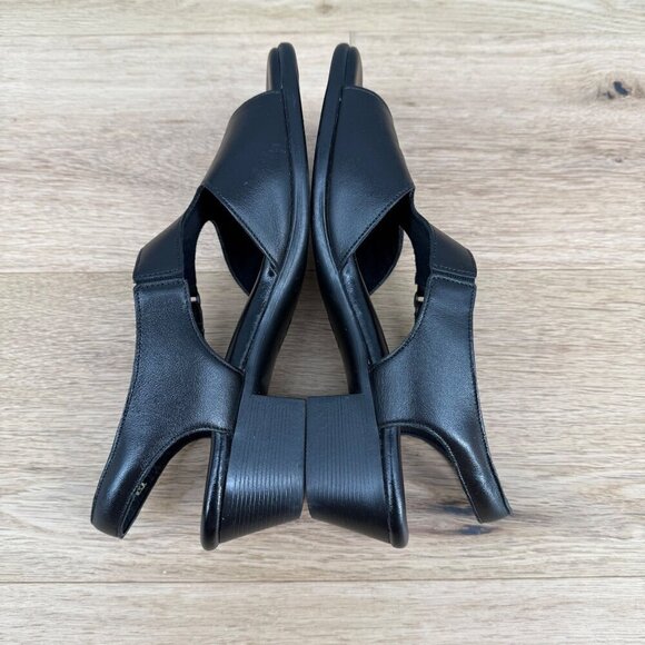 SAS Womens Suntimer Heeled Sandal Shoes Size 7.5 Slim AAA Black Leather Comfort - Picture 2 of 13